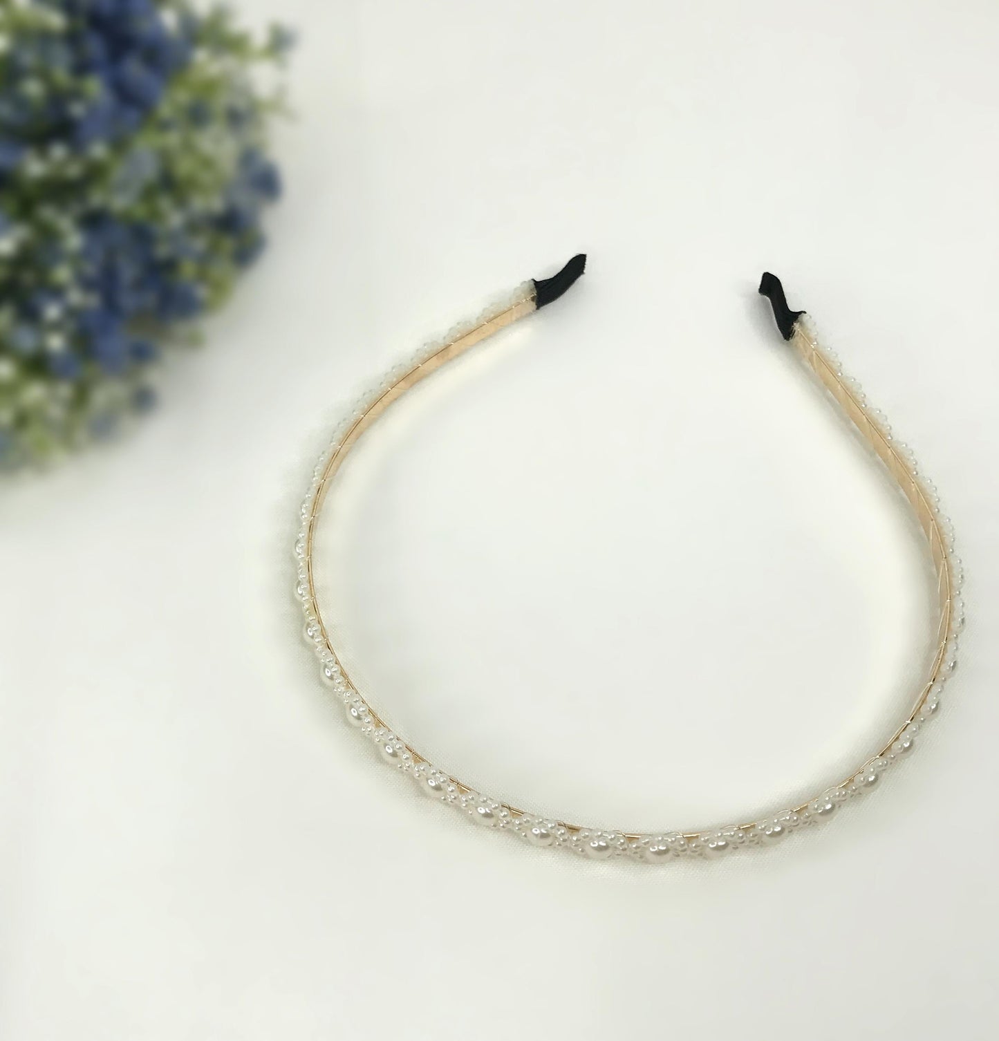 Handmade Wedding Bridal Faux Cream Pearl Floral Flower Feminine Elegant Statement Headband