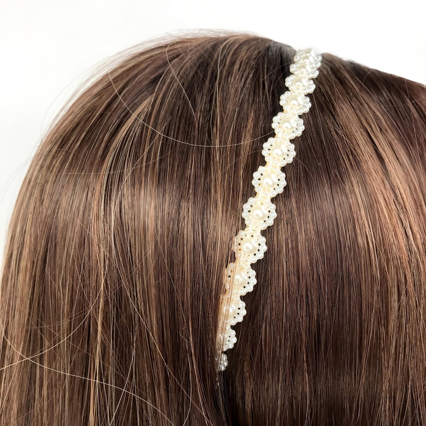 Handmade Wedding Bridal Faux Cream Pearl Floral Flower Feminine Elegant Statement Headband