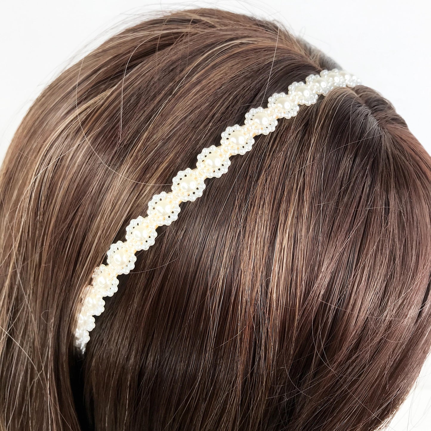 Handmade Wedding Bridal Faux Cream Pearl Floral Flower Feminine Elegant Statement Headband