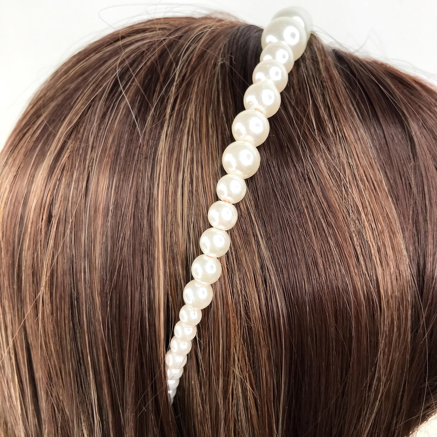 Handmade Wedding Bridal Faux White Pearl Feminine Elegant Statement Headband