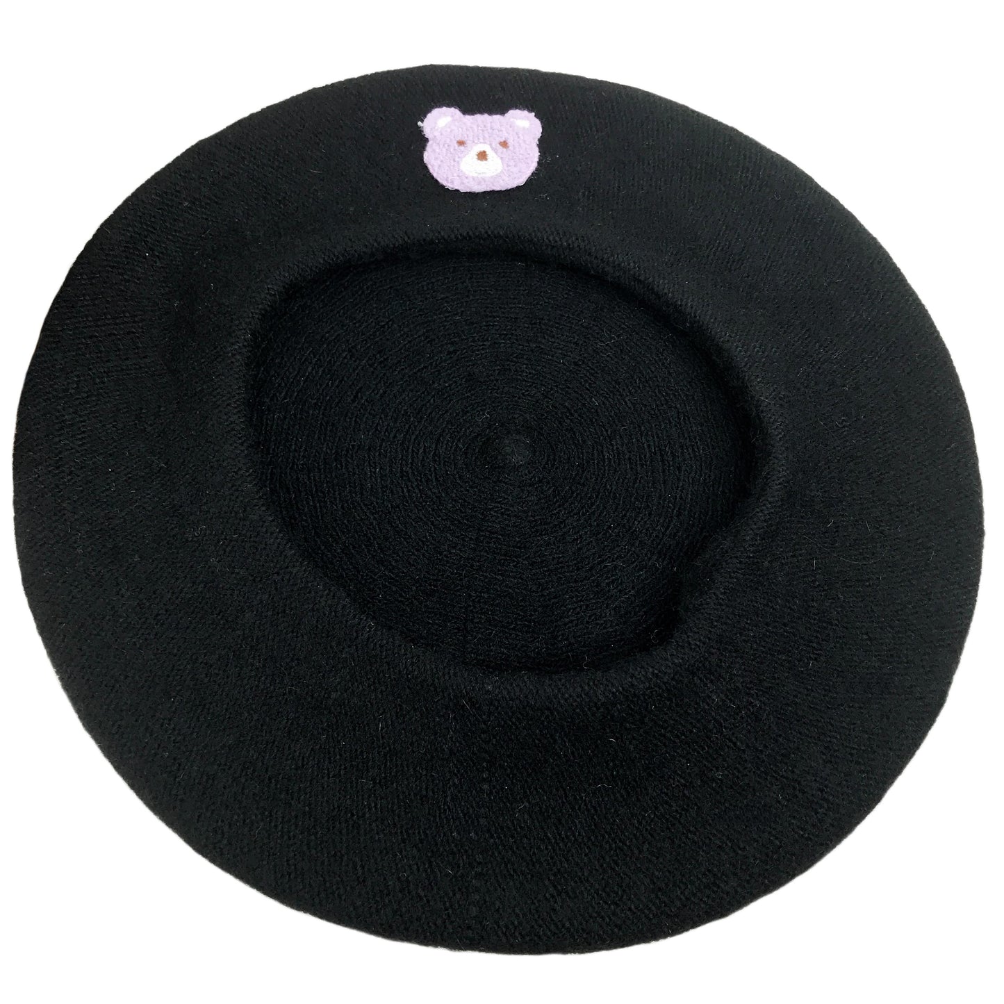 Black Light Purple Wool Teddy Bear Cute French Style Chic Beret Hat