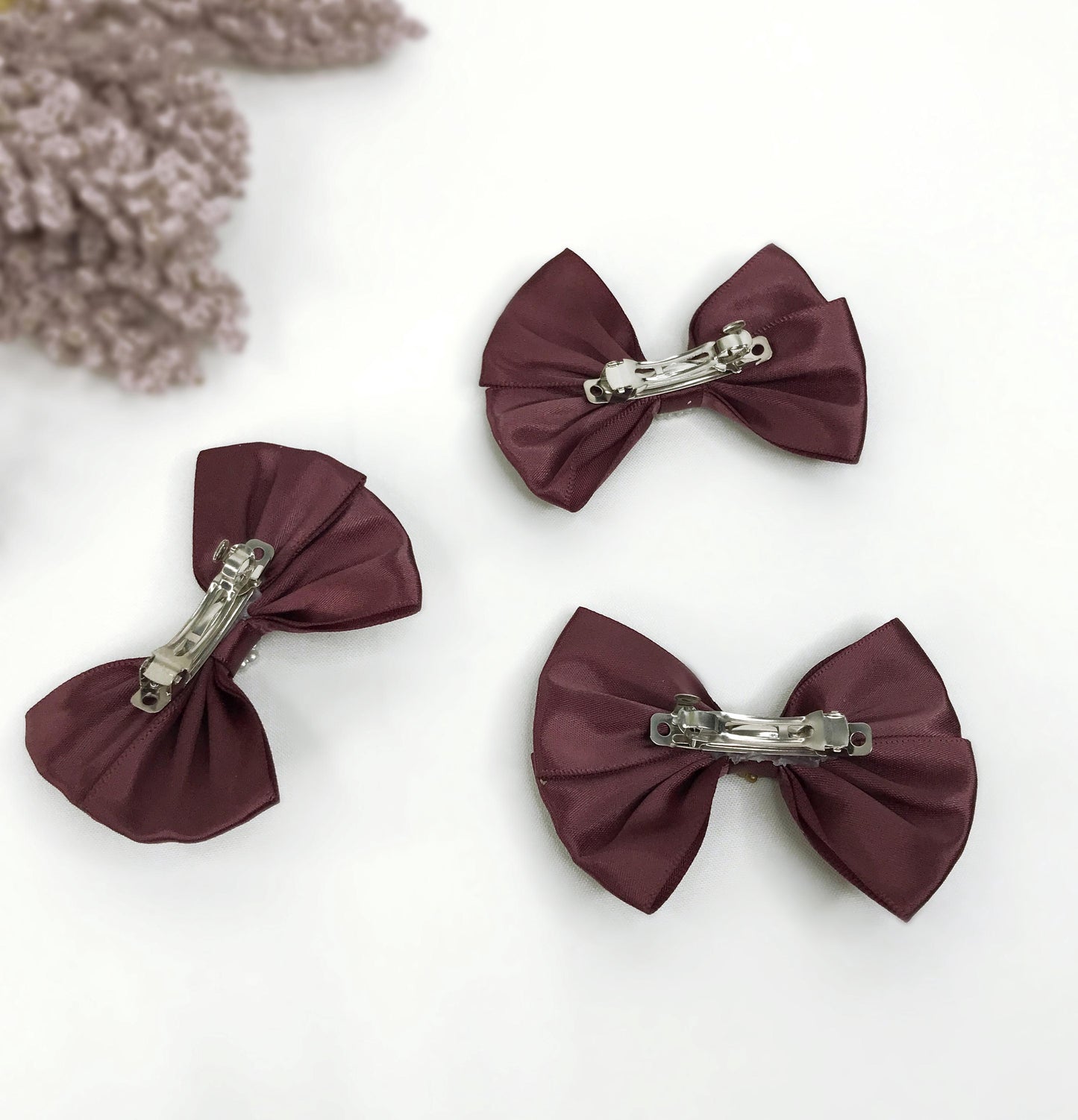 Handmade Vintage Satin Burgundy Ribbon Bows Victorian Style Cameo Crystal Floral Flower Barrette Hair Clip Multiple Options